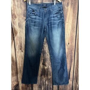 Guess Men Jeans Size 33 Blue Distressed Desmond Relaxed Straight Denim